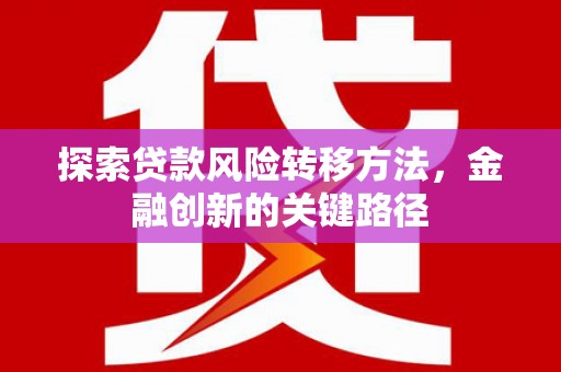 茂名探索贷款风险转移方法，金融创新的关键路径
