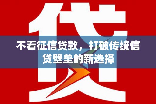 茂名不看征信贷款，打破传统信贷壁垒的新选择