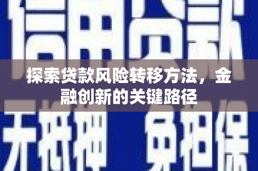 茂名探索贷款风险转移方法，金融创新的关键路径