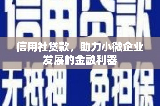 茂名信用社贷款，助力小微企业发展的金融利器